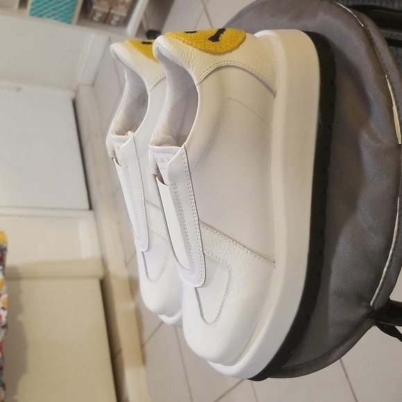 💕JOSHUA SANDERS💕 100 Leather Sneakers ~ Crochet Smile Slip On Platform 39 NWT - Picture 4 of 13